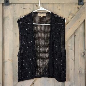 Double D Beaded Open Knit Vest Hand Crochet Medium NEW